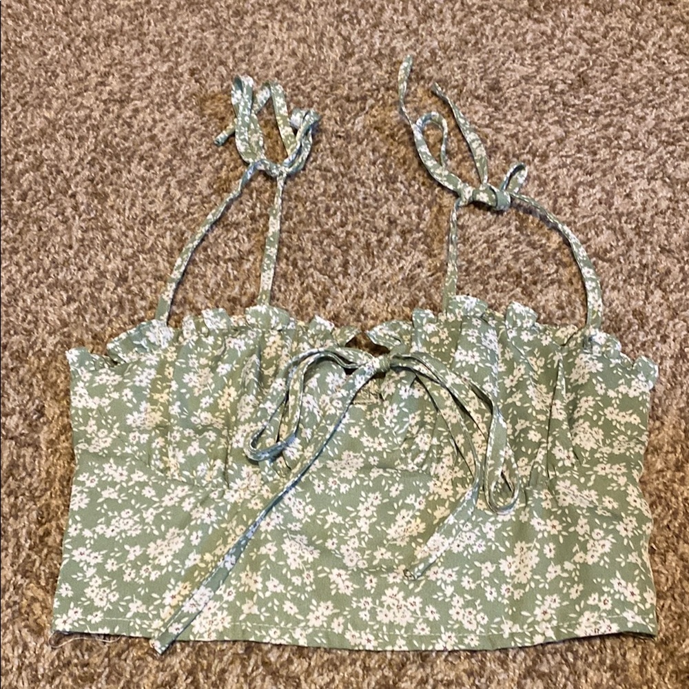Cider Sage Floral Tie-Strap Tank Top